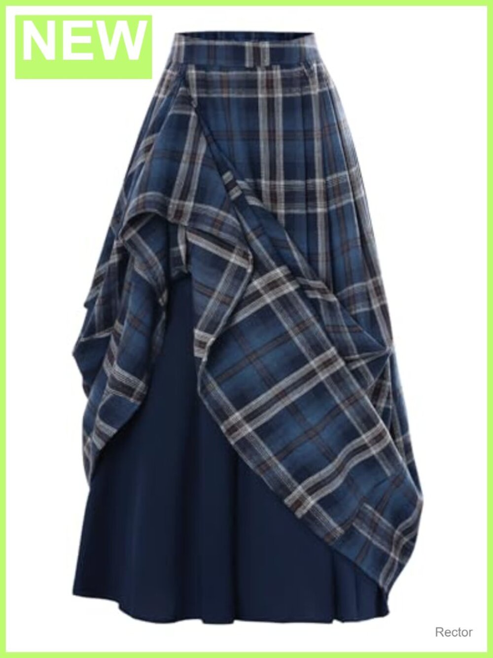 Plaid High Waist Layered Long Maxi Skirt with Pockets